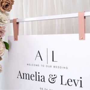 Dusty Pink Leather Sign Strap Holders